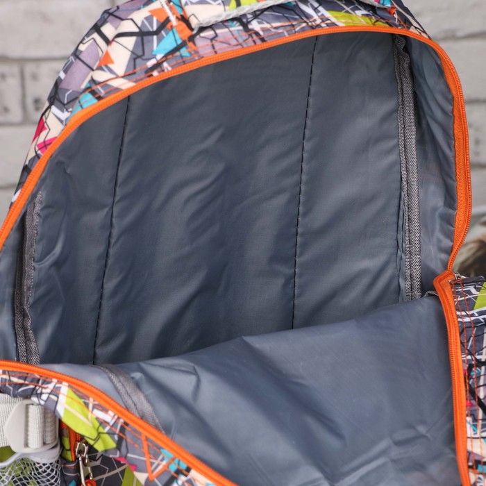 Рюкзак подростковый "Геометрия", отдел на молнии, 2 наружных кармана, 2 боковые сетки, цвет оранжевый