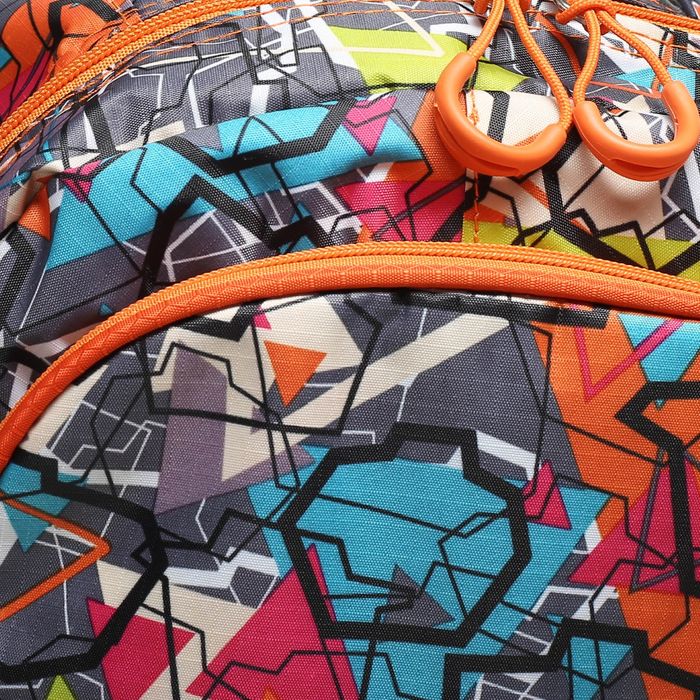 Рюкзак подростковый "Геометрия", отдел на молнии, 2 наружных кармана, 2 боковые сетки, цвет оранжевый