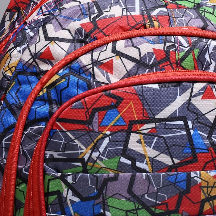 Рюкзак подростковый "Абстракция", отдел на молнии, 3 наружных кармана, 2 боковые сетки, цвет красный/синий