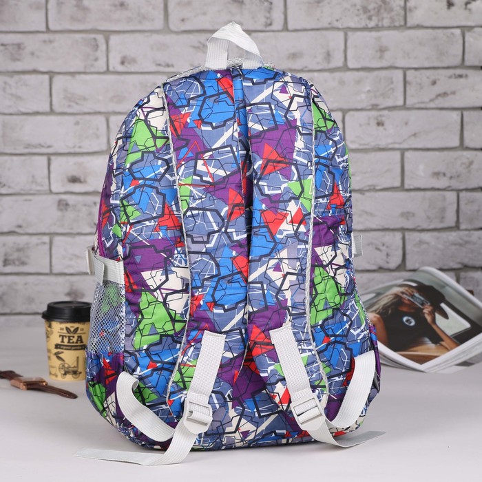 Рюкзак молодёжный "Геометрия", отдел на молнии, 3 наружных кармана, 2 боковые сетки, цвет серый