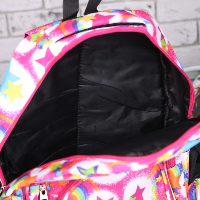 Рюкзак молодёжный "Звёзды", отдел на молнии, 3 наружных кармана, 2 боковых кармана, усиленная спинка, цвет розовый