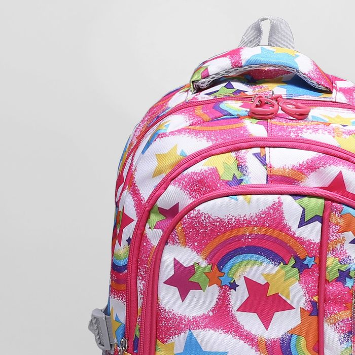 Рюкзак молодёжный "Звёзды", отдел на молнии, 3 наружных кармана, 2 боковых кармана, усиленная спинка, цвет розовый