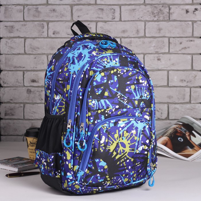 Рюкзак молодёжный "Созвездие", отдел на молнии, 3 наружных кармана, 2 боковых кармана, усиленная спинка, цвет синий