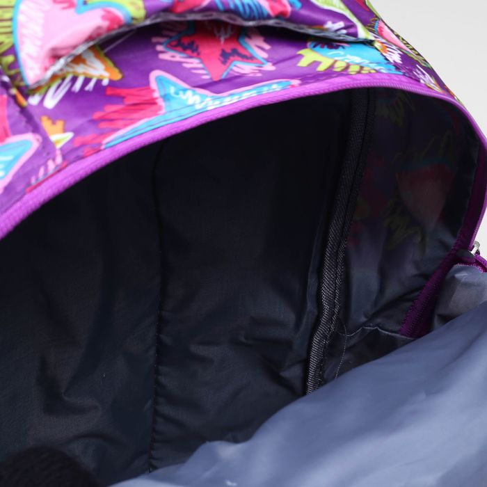 Рюкзак подр Звезды 30*19*45 отдел на молнии 3 нар кармана 2 бок сетки с пеналом фиолетовый