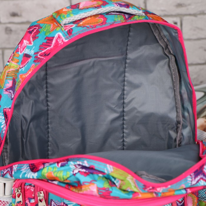 Рюкзак подр Звезды 30*19*45 отдел на молнии 3 нар кармана 2 бок сетки с пеналом бирюза