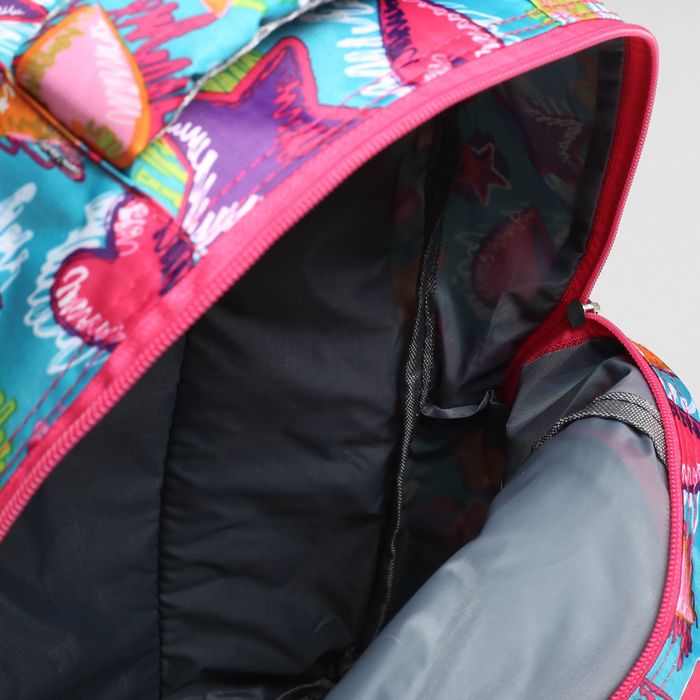 Рюкзак подр Звезды 30*19*45 отдел на молнии 3 нар кармана 2 бок сетки с пеналом бирюза