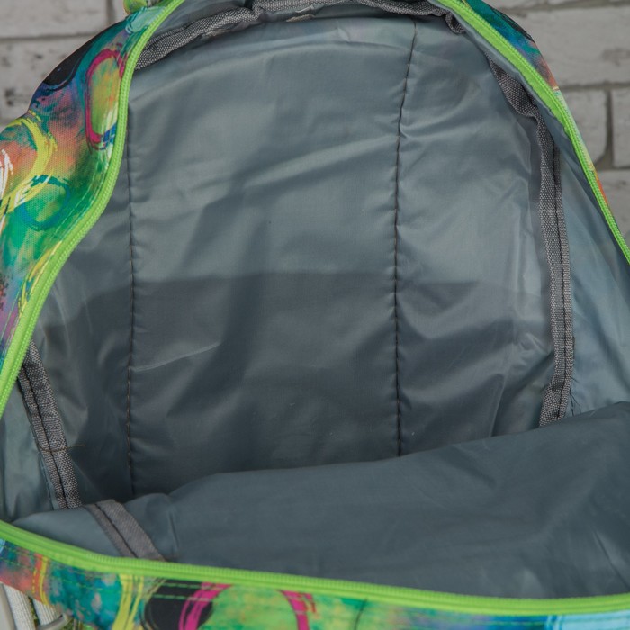 Рюкзак подр Круги 30*19*45 отдел на молнии 2 нар кармана 2 бок сетки с пеналом зелёный