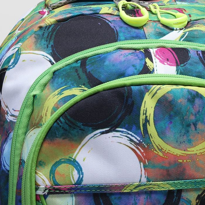 Рюкзак подр Круги 30*19*45 отдел на молнии 2 нар кармана 2 бок сетки с пеналом зелёный