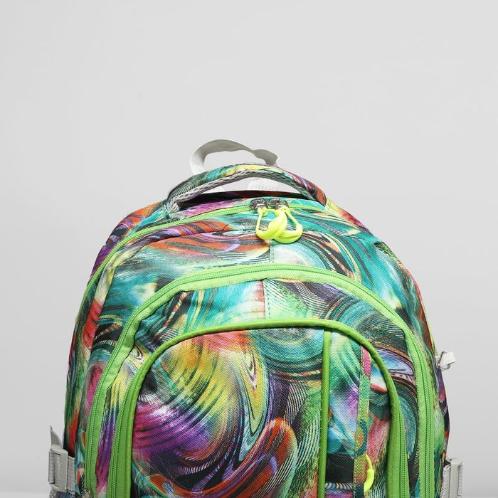 Рюкзак подр Фэнтэзи, 30*19*45 отдел на молнии 3 нар кармана 2 бок сетки с пеналом зелёный