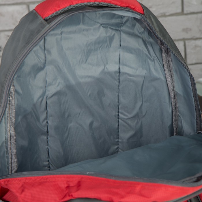 Рюкзак молодёжный "Классика", отдел на молнии, 4 наружных кармана, 2 боковые сетки, с пеналом, цвет серый/красный