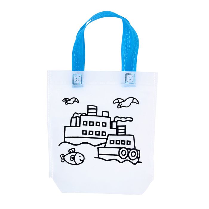 Сумка с рисунком под роспись "Кораблики" + фломастеры 6 цветов