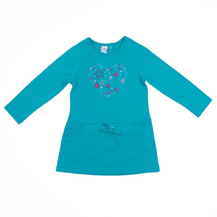 Платье с длинным рукавом для девочки, рост 98-104 см, цвет бирюзовый