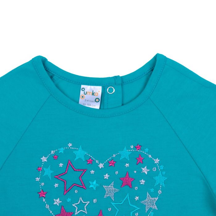 Платье с длинным рукавом для девочки, рост 98-104 см, цвет бирюзовый