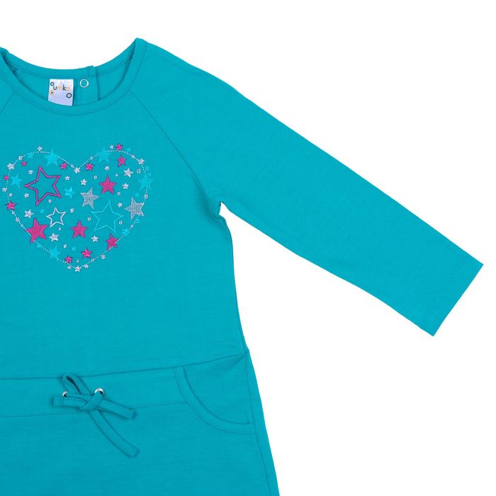 Платье с длинным рукавом для девочки, рост 98-104 см, цвет бирюзовый