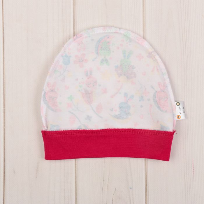 Чепчик детский, рост 56 см, принт зайчики 385-AZ_М