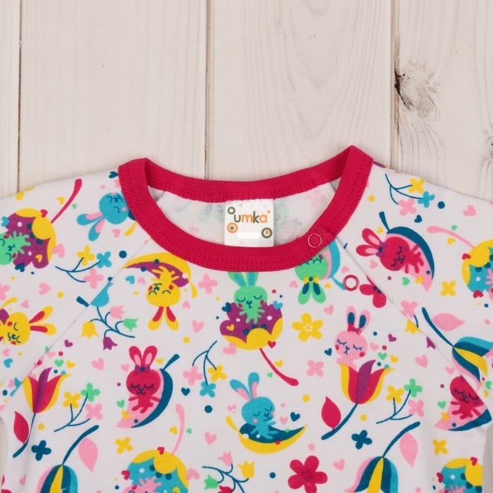 Комплект детский (боди, штанишки, чепчик), рост 80 см, принт зайчики