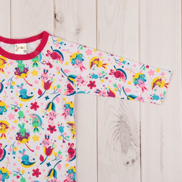 Комплект детский (боди, штанишки, чепчик), рост 80 см, принт зайчики