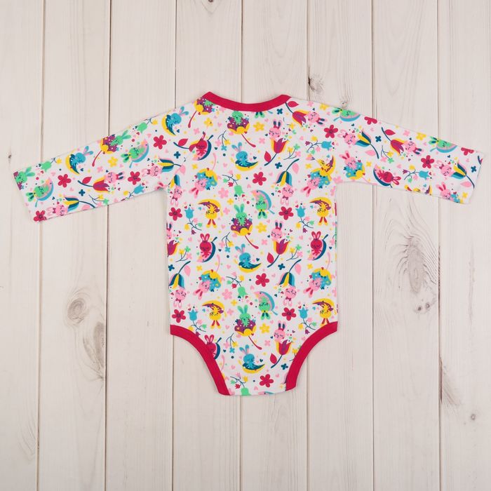 Комплект детский (боди, штанишки, чепчик), рост 80 см, принт зайчики