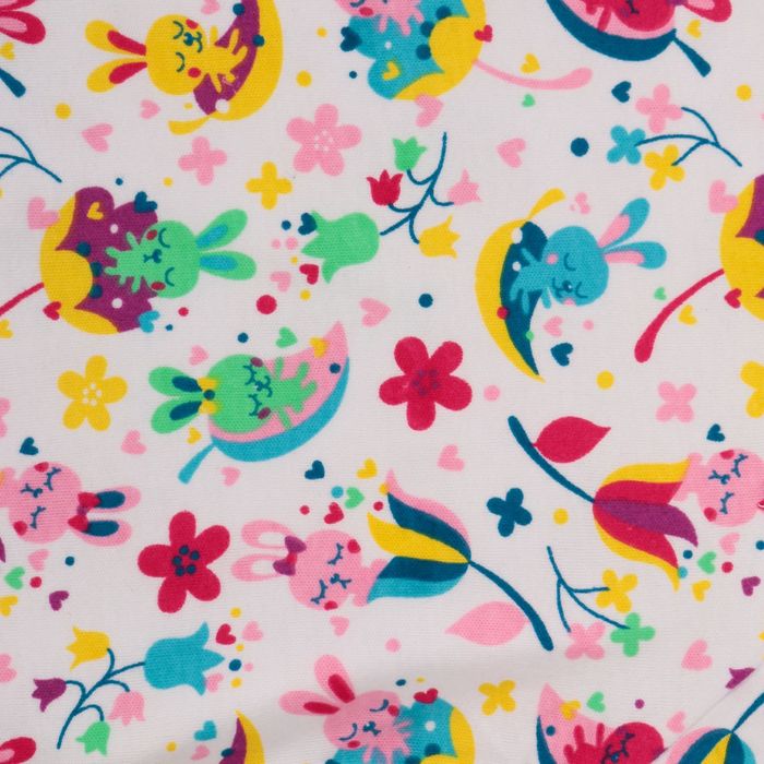 Комплект детский (боди, штанишки, чепчик), рост 86 см, принт зайчики