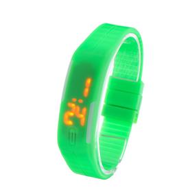Часы наручные, электронные, литые, застежка на магните, зелёные, l=25 см