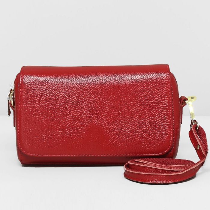 Сумка женская на молнии, 1 отдел, наружный карман, регулируемый ремень, цвет красный