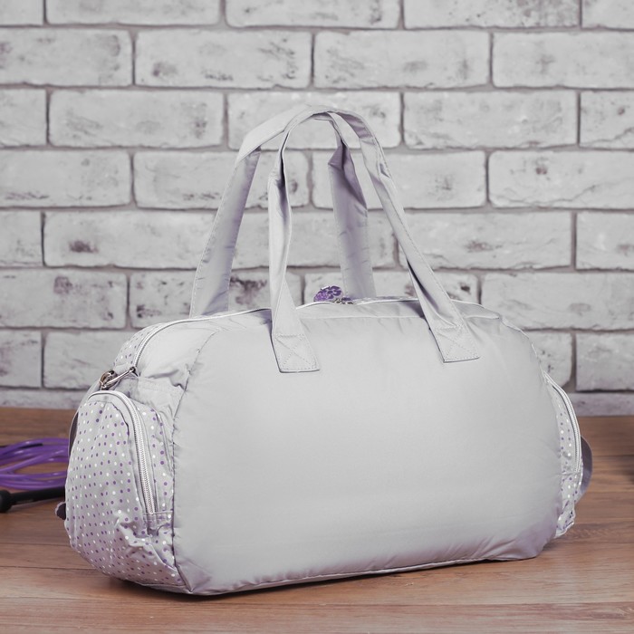 Сумка спорт Фитнес, 45*16*26см, отдел на молнии, 3 н/кармана, длин ремень, серый