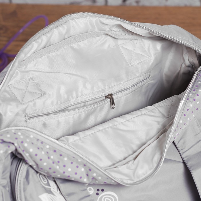 Сумка спорт Фитнес, 45*16*26см, отдел на молнии, 3 н/кармана, длин ремень, серый