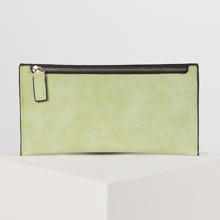 Кошелёк женский на молнии, 1 отдел, для карт, цвет салатовый