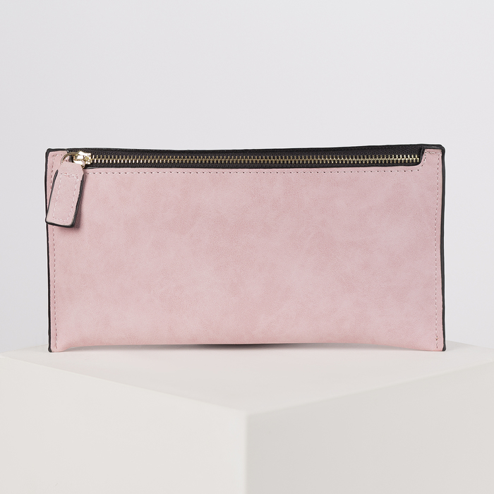Кошелёк женский на молнии, 1 отдел, для карт, цвет персиковый