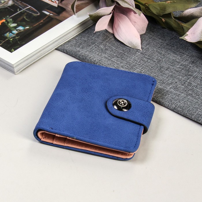 Кошелёк женский на магните, 1 отдел, для карт, цвет синий