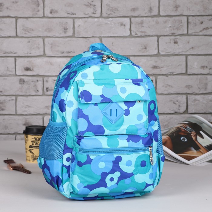 Рюкзак подр Дизайн, 24*11*0, отдел на молнии, 2 нар кармана, 2 бок сетки, синий