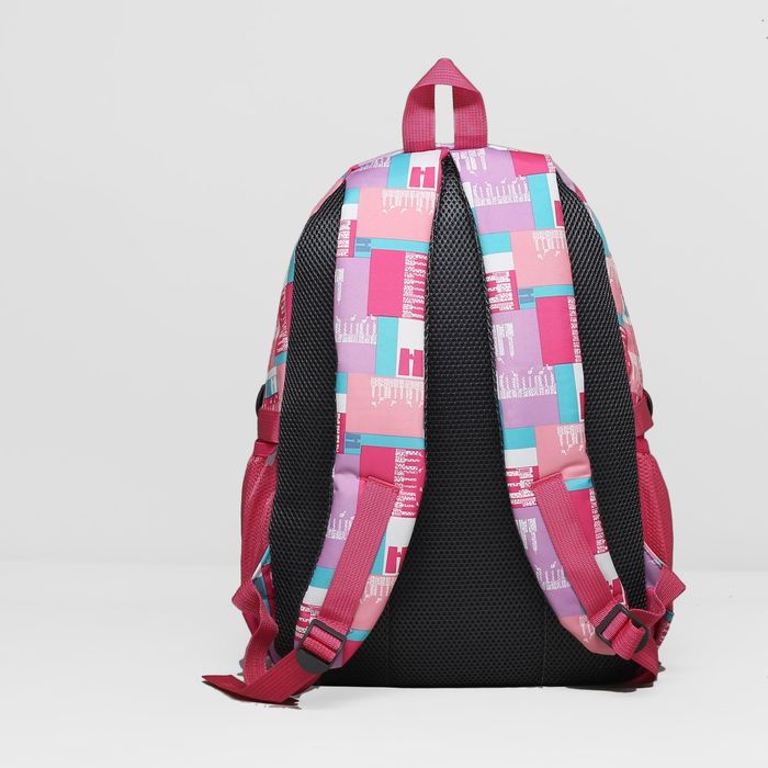 Рюкзак подр Клетка, 27*17*43, отдел на молнии, 3 нар кармана, 2 бок сетки, усил спинка, розовый 1