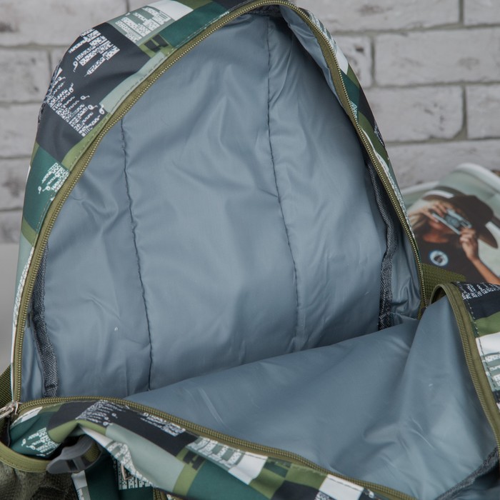 Рюкзак подр Клетка, 27*17*43, отдел на молнии, 3 нар кармана, 2 бок сетки, усил спинка, коричневый