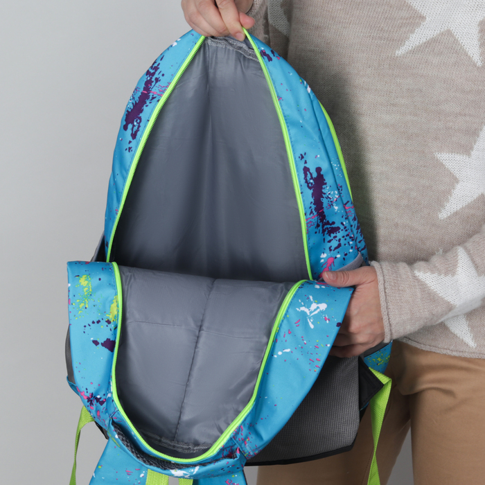 Рюкзак подр Колор, 30*16*46, отдел на молнии, 3 нар кармана, 2 бок сетки, усил спинка, синий 1675