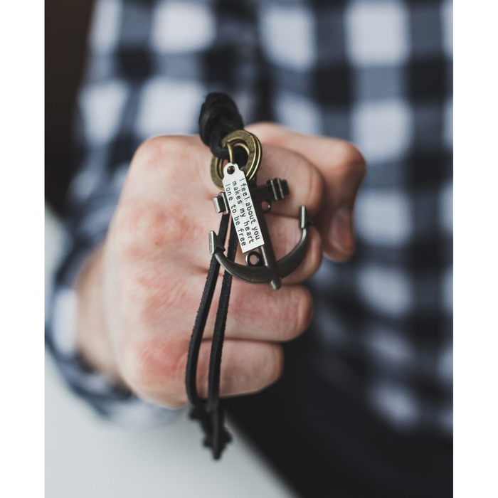 Кулон мужской "Якорь", цвет чернёное серебро