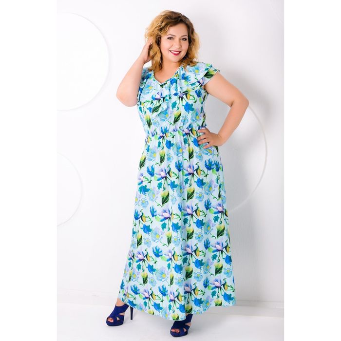Платье женское, размер 52, принт цветочный П-436