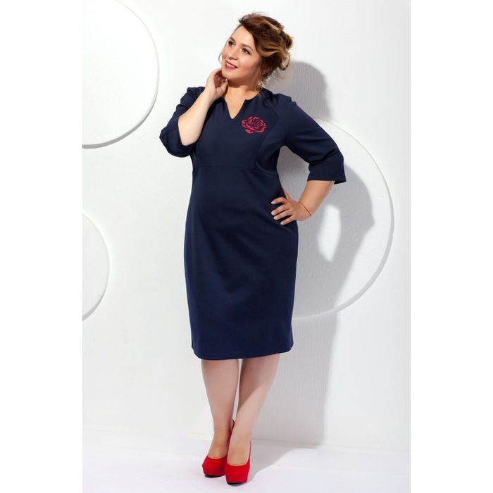 Платье женское, размер 54, цвет тёмно-синий+коралловый П-440/1