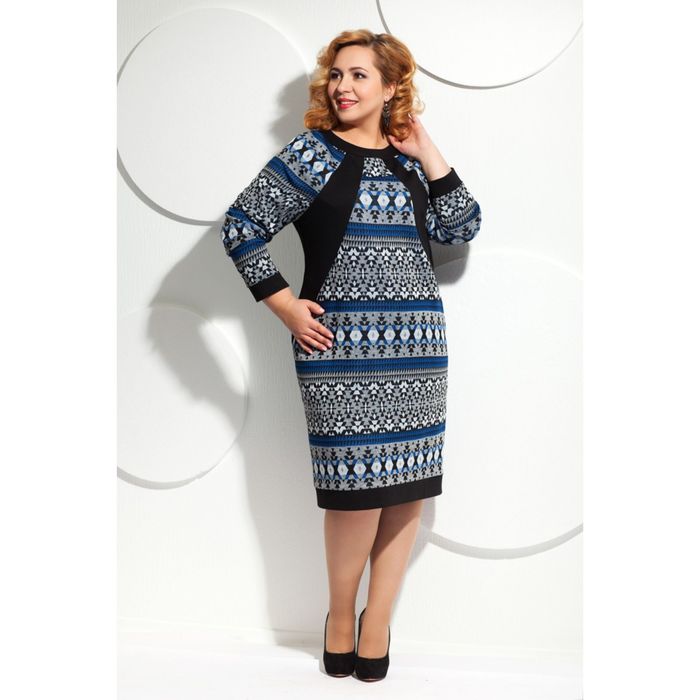 Платье женское, размер 52, цвет синий П-398