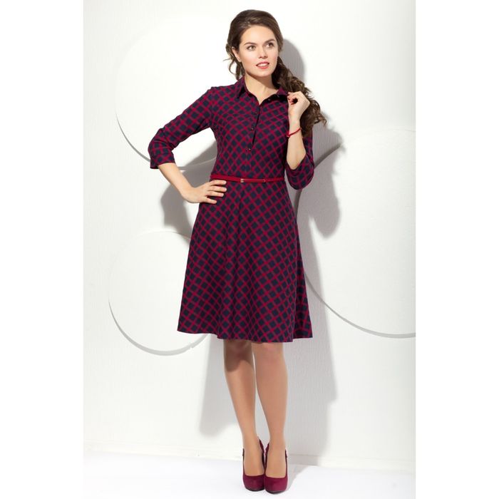 Платье женское, размер 44, цвет тёмно-синий/красный П-457