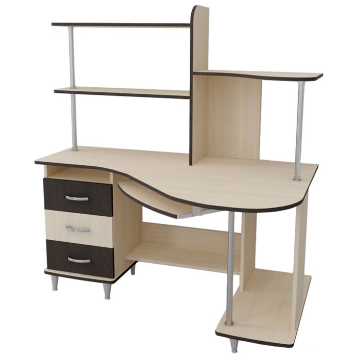 Стол компьютерный Альфа-3 Правый Дуб молочный/венге