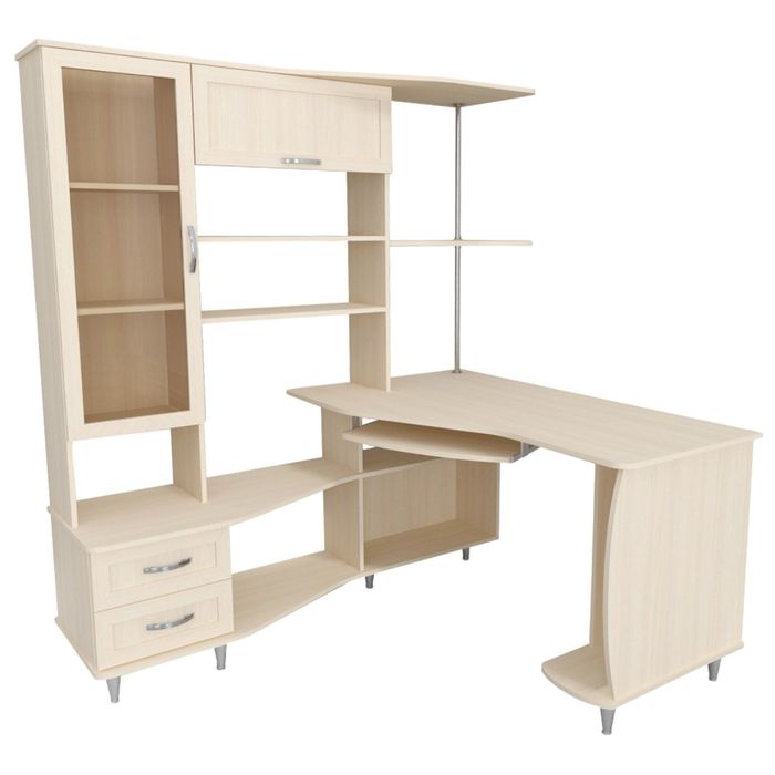 Стол компьютерный Альфа-4 Левый Дуб молочный