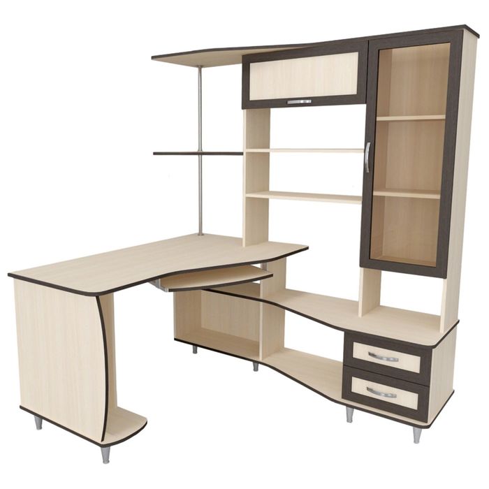 Стол компьютерный Альфа-4 Правый Дуб молочный/венге