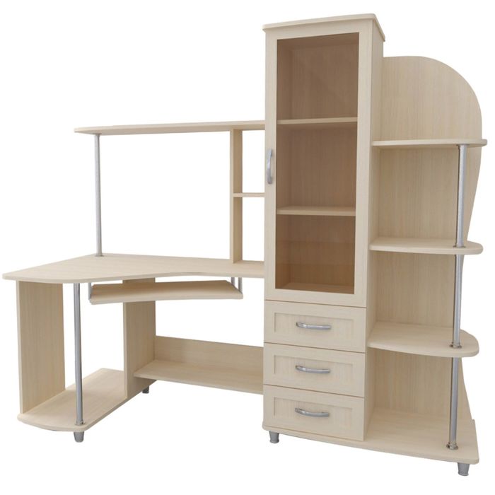 Стол компьютерный Альфа-5 Левый Дуб молочный