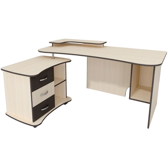 Стол компьютерный Карат-16 Левый Дуб молочный/венге