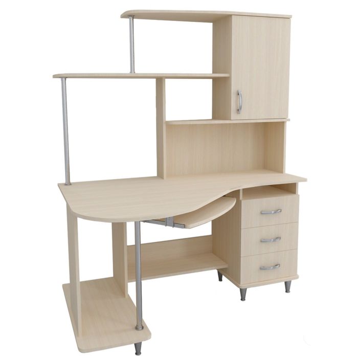 Стол компьютерный Альфа Левый Дуб молочный