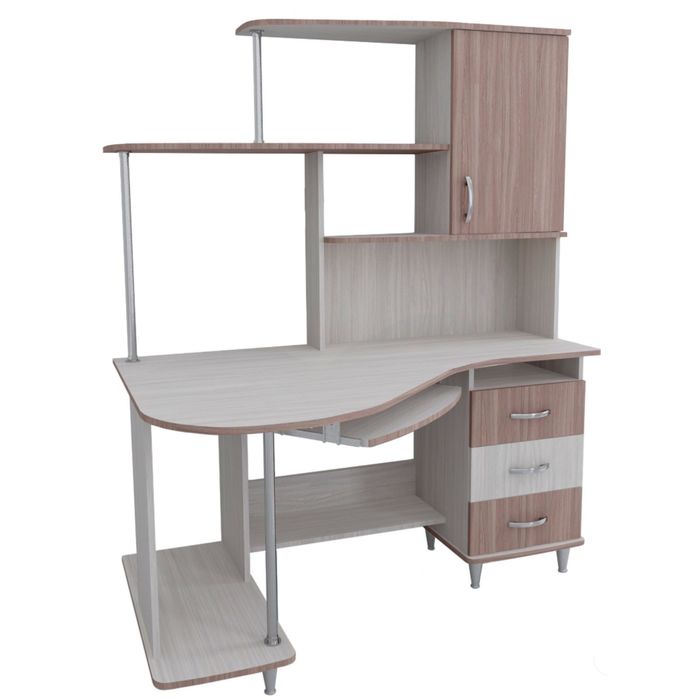 Стол компьютерный Альфа Левый Ясень шимо светлый/темный