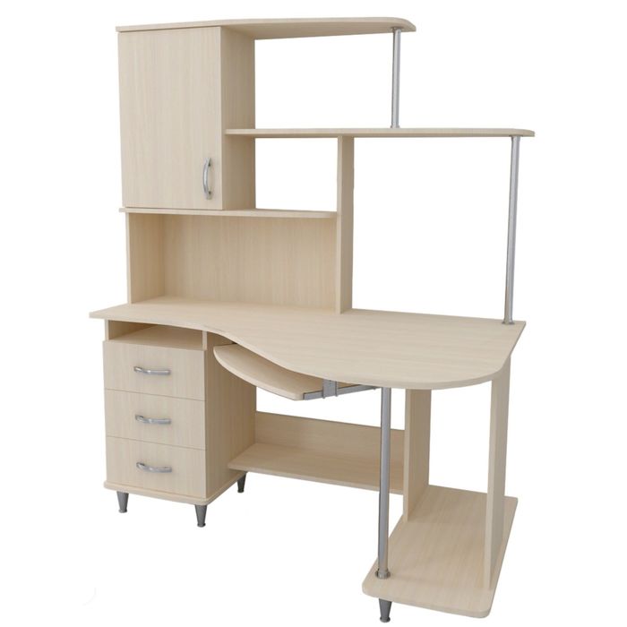 Стол компьютерный Альфа Правый Дуб молочный