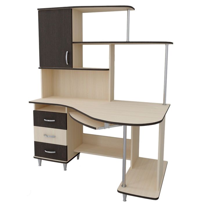 Стол компьютерный Альфа Правый Дуб молочный/венге