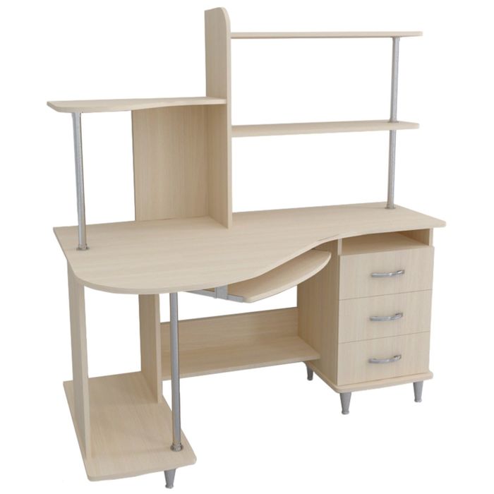 Стол компьютерный Альфа-3 Левый Дуб молочный