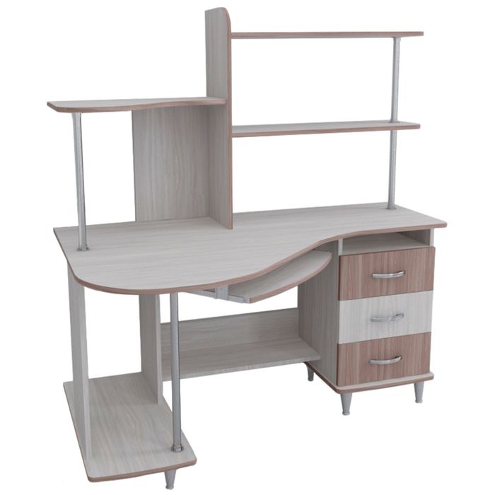 Стол компьютерный Альфа-3 Левый Ясень шимо светлый/темный